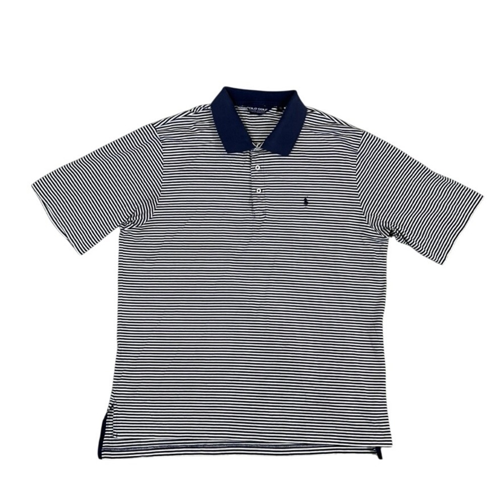 Polo Golf Ralph Lauren Navy White Striped Pima Cotton Polo Shirt Mens XL